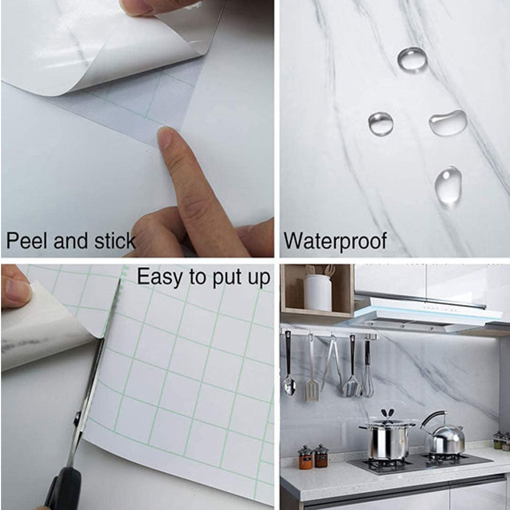 Vinil Autoadherible Tipo Mármol Blanco Adhesivo para Decorar 40 cm x 3 m