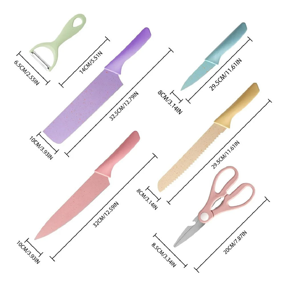 Juego De Cuchillos Profesionales Acero Inoxidable Multicolor En caja dura Para Regalo