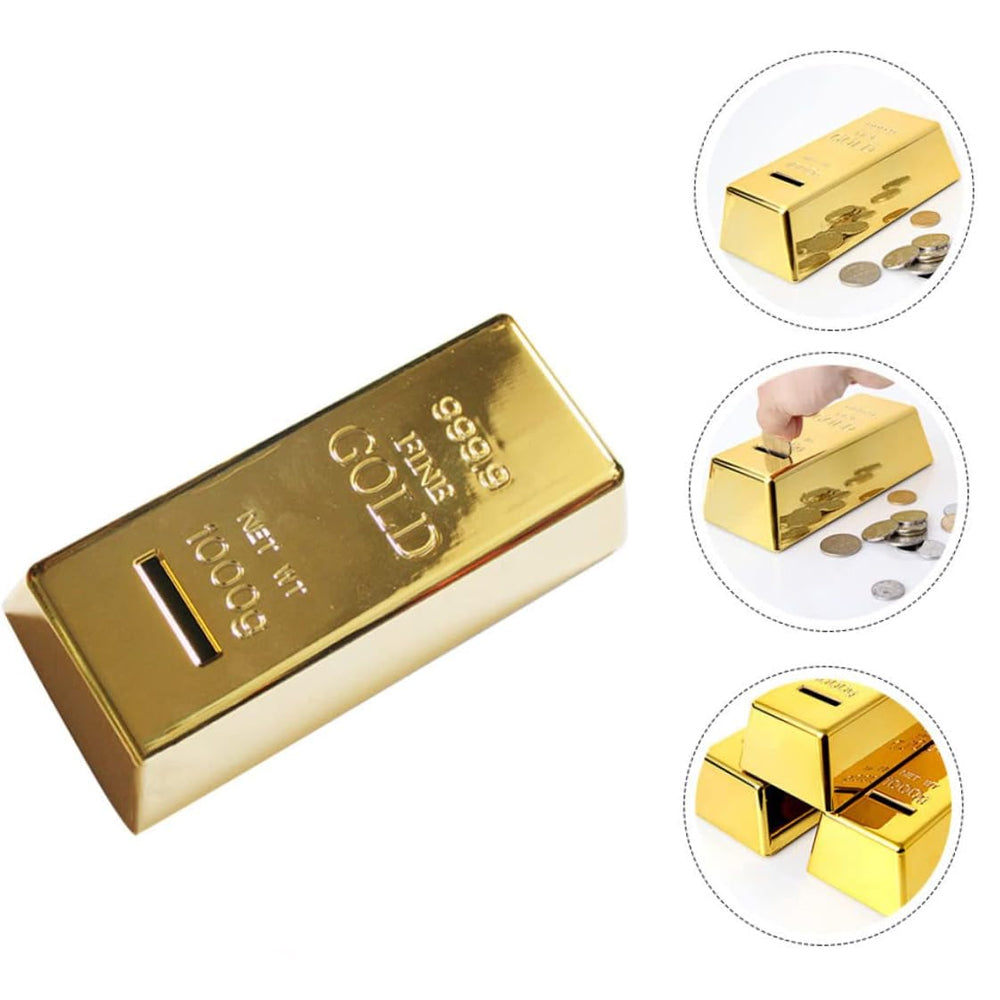 Alcancía En Forma de Lingote Barra De Oro hecha en Plástico Regalos para Niños Adorno para el Hogar