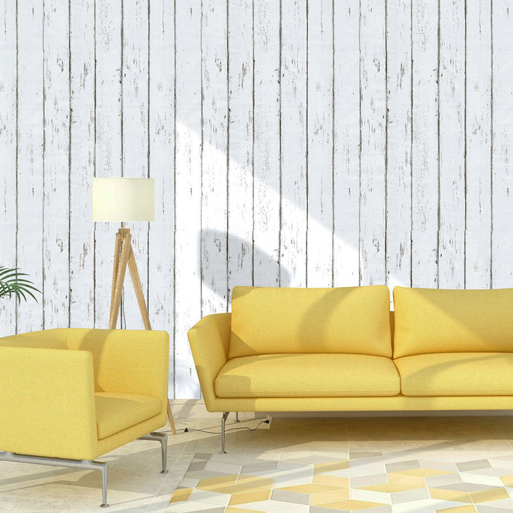 Papel Tapiz Diseño de Madera Blanca para una Decoración Minimalista y Moderna 10m x 45cm
