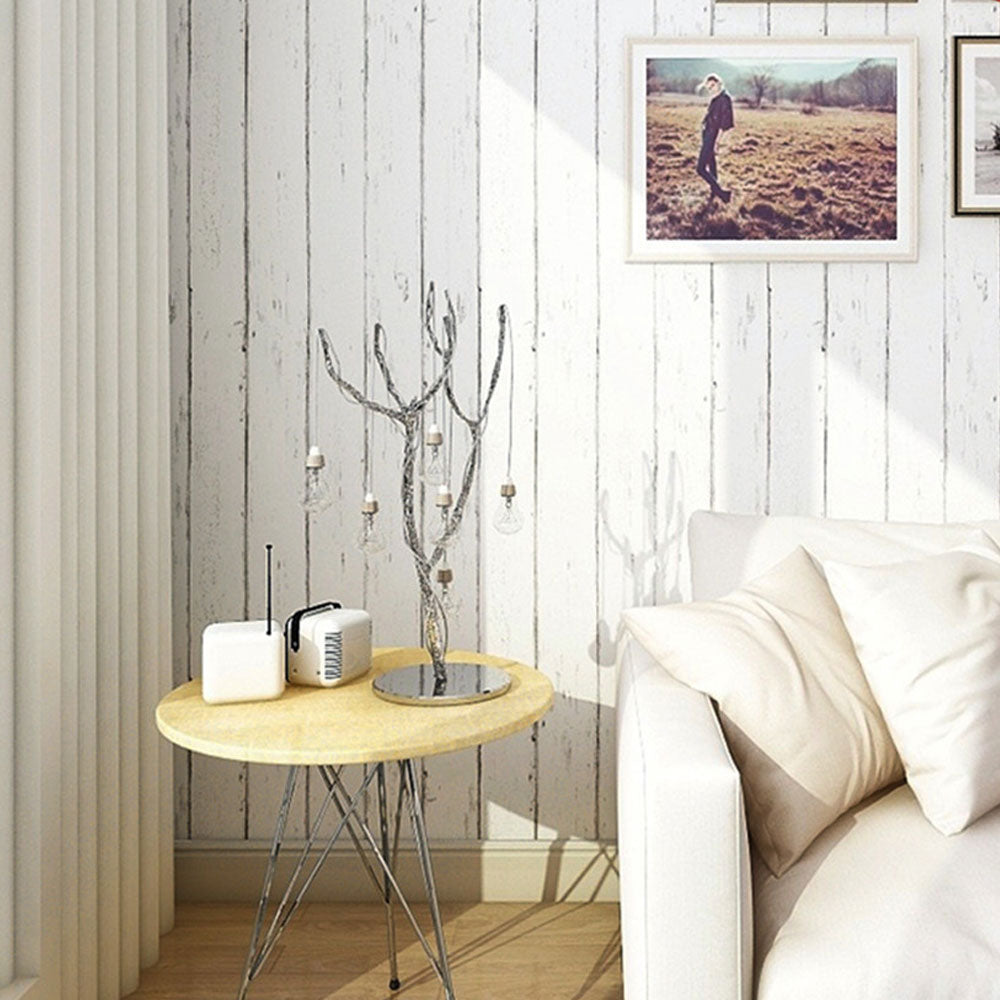 Papel Tapiz Diseño de Madera Blanca para una Decoración Minimalista y Moderna 10m x 45cm