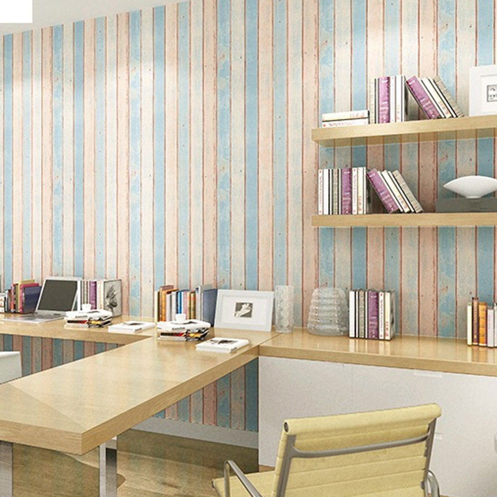 Papel Tapiz Autoadherible con Diseño de Madera de Colores Removible 10m x 45cm HY9305