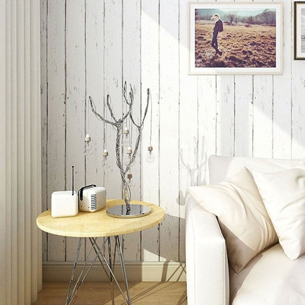 Papel Tapiz Diseño de Madera Blanca para una Decoración Minimalista y Moderna 10m x 45cm