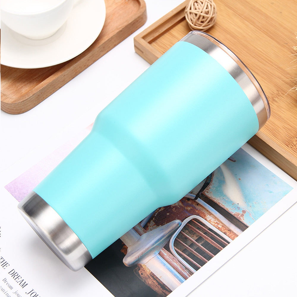 Termo Vaso de Acero Inoxidable 30oz Doble Pared Aislada al Vacío para Bebidas Frías y Calientes con Pajita y Popote Regalos Corporativo