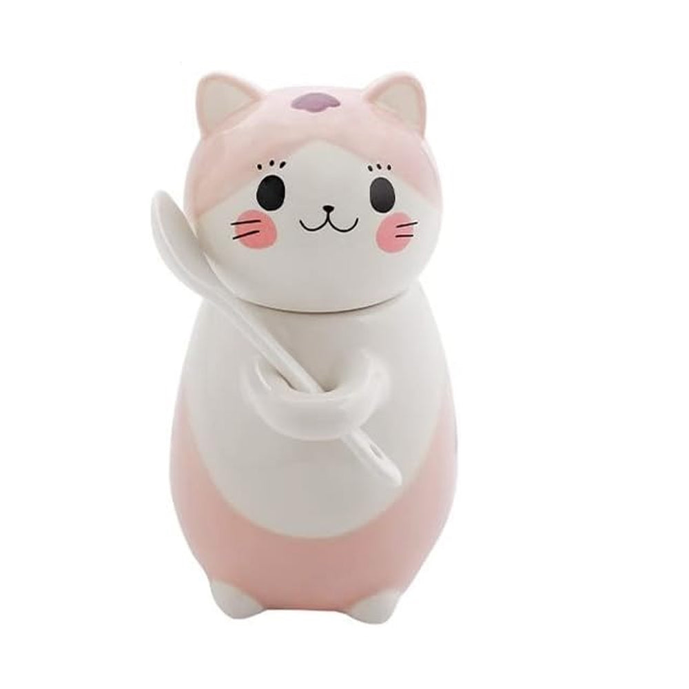 Taza Azucarera en Forma de Gatito con Tapa y Cuchara Kawaii