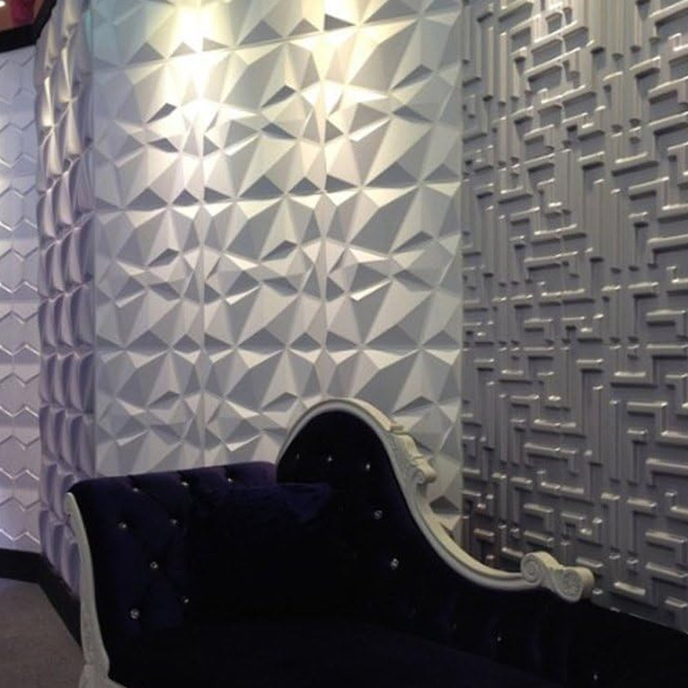 20Pzs Paneles Decorativos 3d para Pared 50x50cm 5m2 Cubiertos, Panel De Pared 3d Diamante Impermeable, con Cinta de Doble Cara (Blanco Mate)