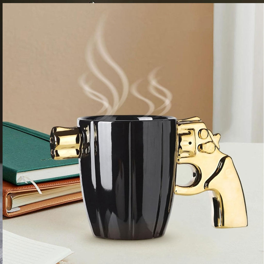 Taza De Cerámica De Café Para Hombre Forma Revolver Pistola 400ml