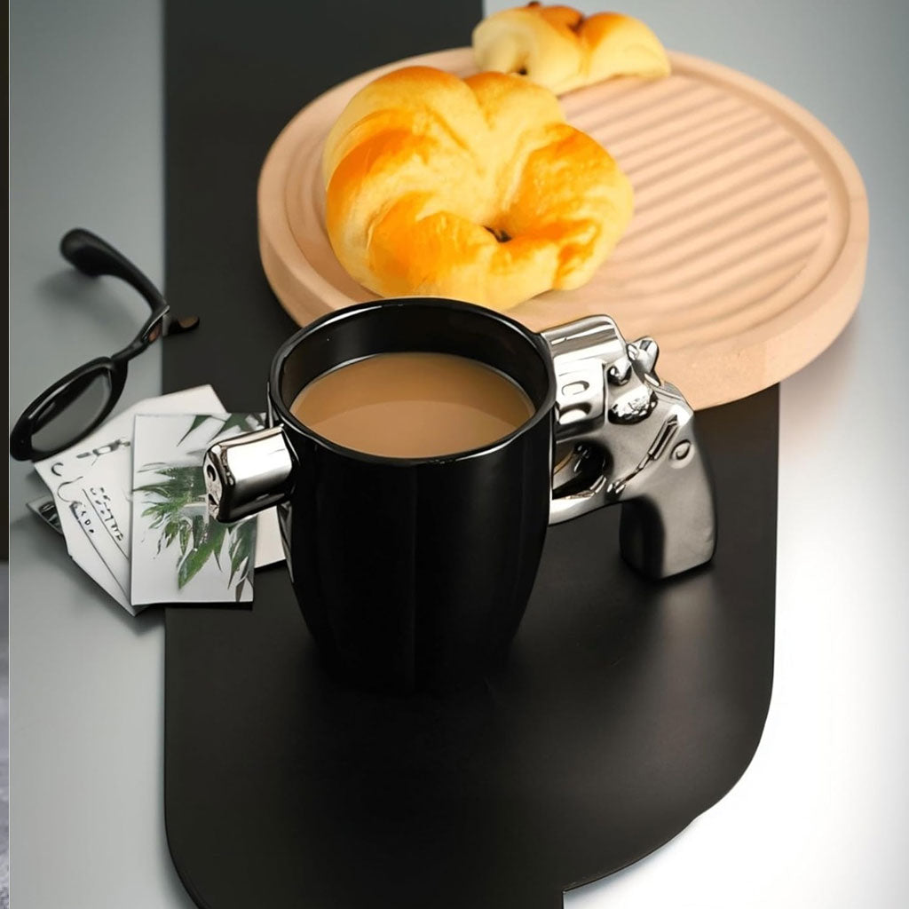 Taza De Cerámica De Café Para Hombre Forma Revolver Pistola 400ml