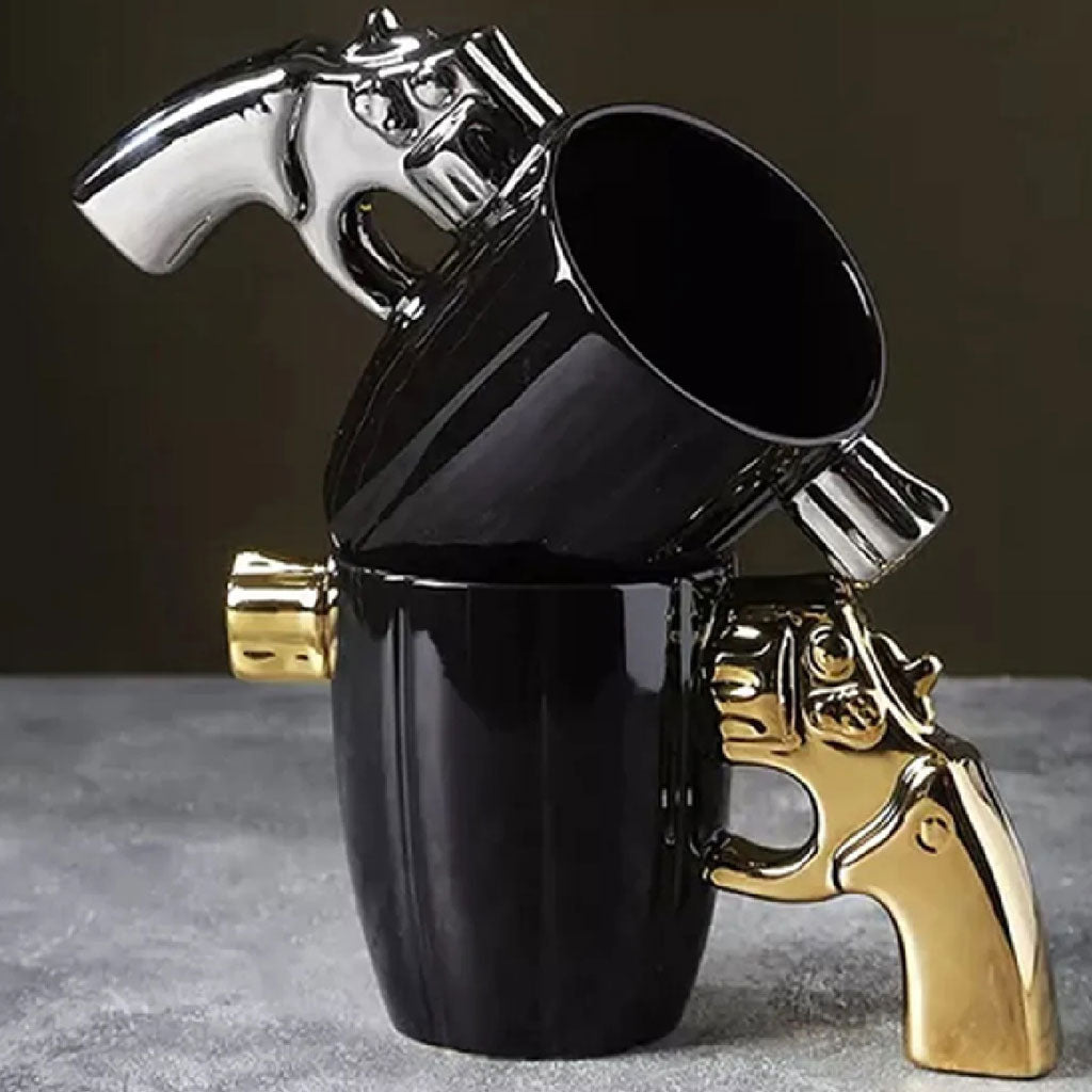 Taza De Cerámica De Café Para Hombre Forma Revolver Pistola 400ml