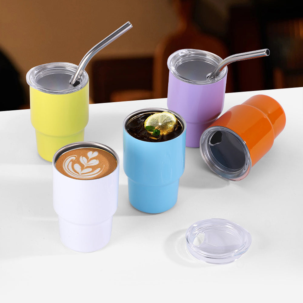 Shot Vaso de Chupito con Tapa y Popote, Vasos de Chupito de Doble Pared Aislados Kawaii Vaso de café espresso cosas lindas regalos divertidos, y originales