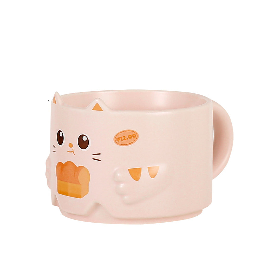 Juego de 4 tazas de cerámica kawaii para café, gatos apilables, gatito lindas tazas de té gato panadero