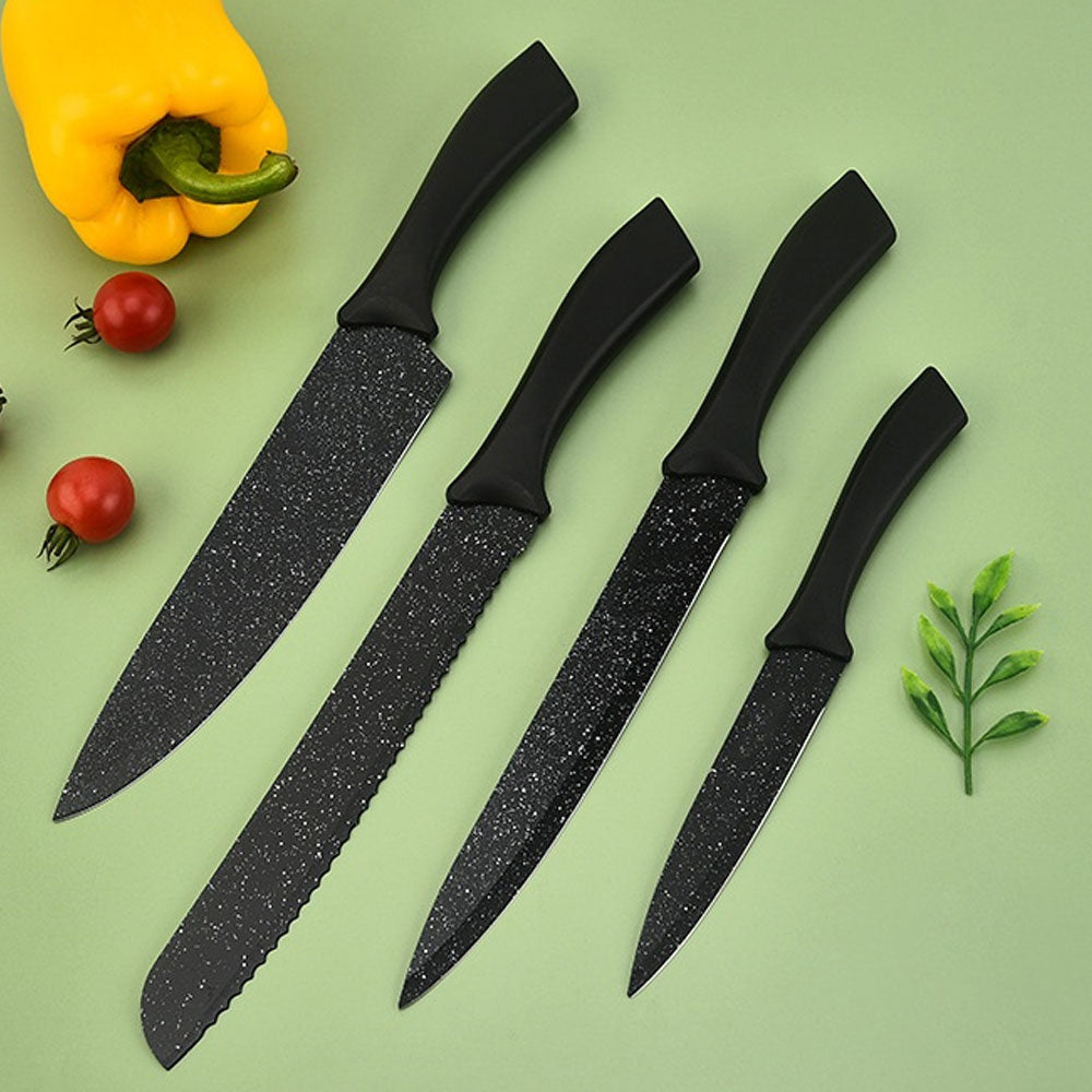 Juego De Cuchillos Profesional Acero Inoxidable Negros 6 Pzs