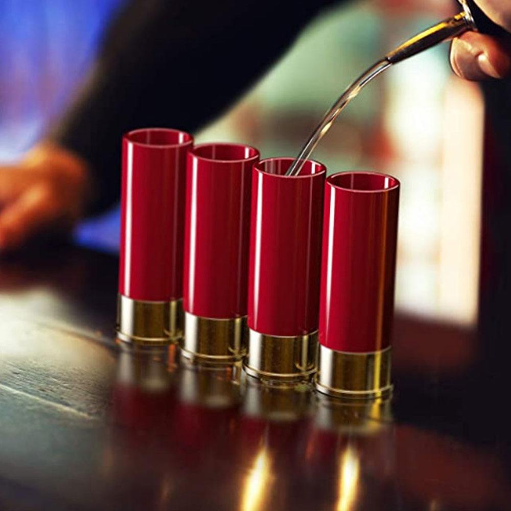 Set 4 Vaso Shots en Forma de Cartucho Calibre 12