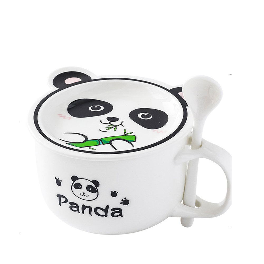 Taza Con Tapa Plato Y Cuchara Kawaii En Forma De Animalito