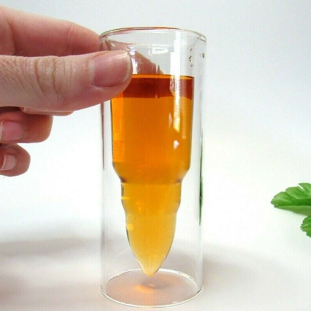 Set 6 Vaso Shot en Forma de Bala de Vidrio Resistente al Calor de Doble Capa Transparente