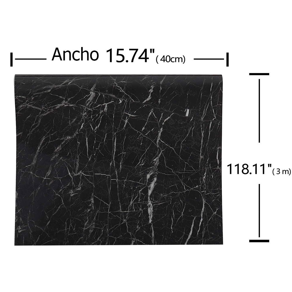 Vinil Autoadherible Tipo Mármol Negro Adhesivo para Decorar 40 cm x 3 m