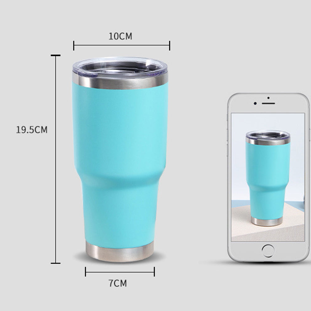 Termo Vaso de Acero Inoxidable 30oz Doble Pared Aislada al Vacío para Bebidas Frías y Calientes con Pajita y Popote Regalos Corporativo