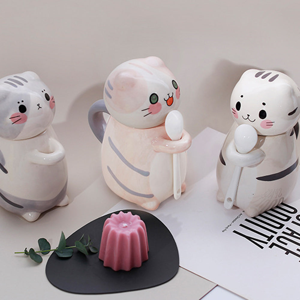 Taza Azucarera en Forma de Gatito con Tapa y Cuchara Kawaii