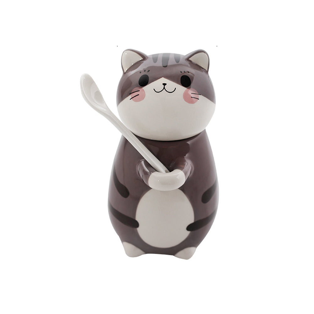 Taza Azucarera en Forma de Gatito con Tapa y Cuchara Kawaii
