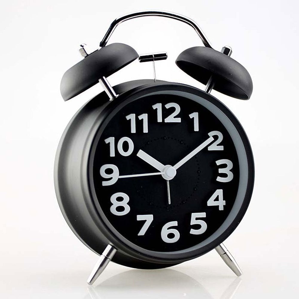 Reloj despertador de mesa redondo estilo Minimalsta Vintage Clásico Doble Campana Con Luz