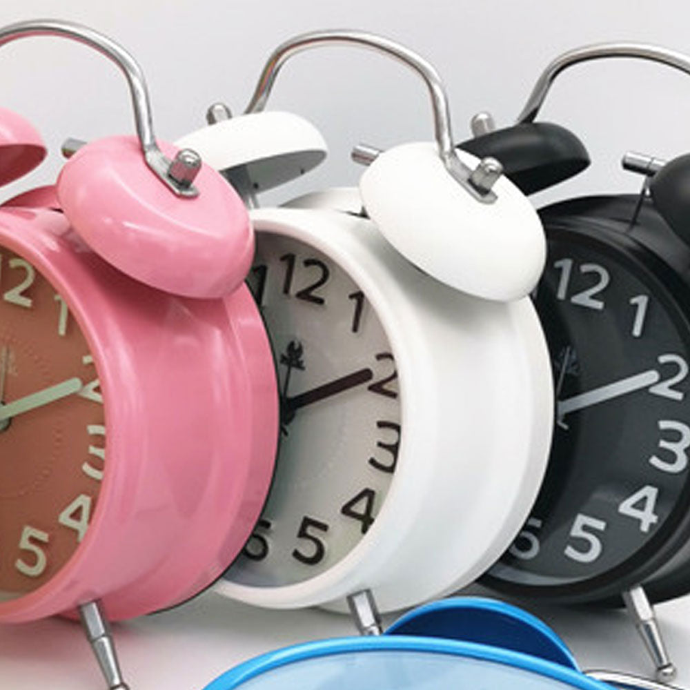 Reloj despertador de mesa redondo estilo Minimalsta Vintage Clásico Doble Campana Con Luz