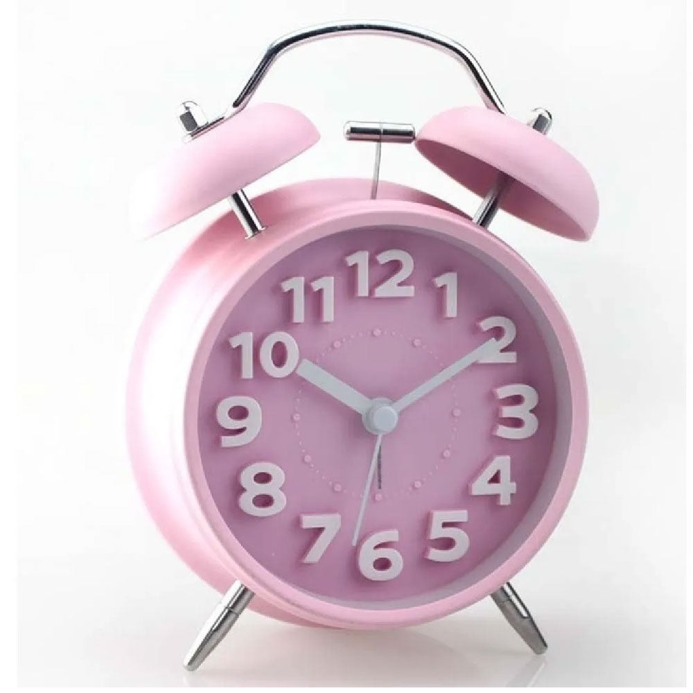 Reloj despertador de mesa redondo estilo Minimalsta Vintage Clásico Doble Campana Con Luz