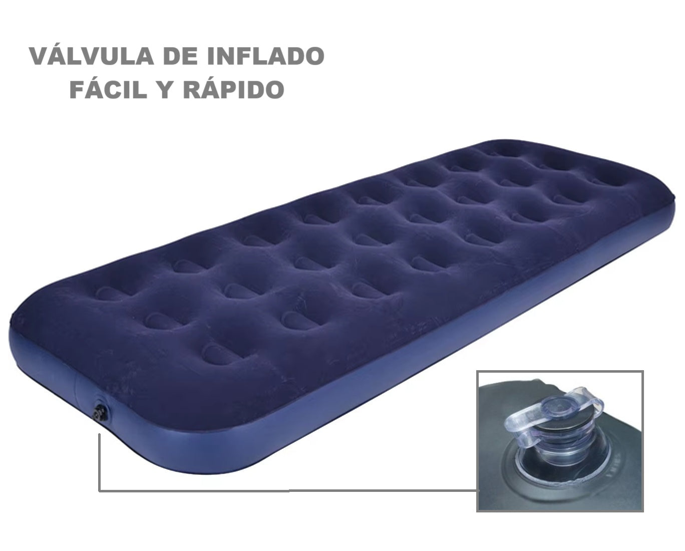 Colchón Cama Inflable Individual Camping Portátil Aire aterciopelado