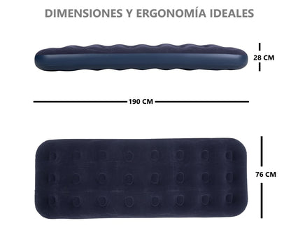 Colchón Cama Inflable Individual Camping Portátil Aire aterciopelado