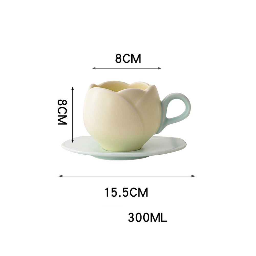 Taza de Cerámica Para Cafe En Forma de Tulipan Tulipans 300ml