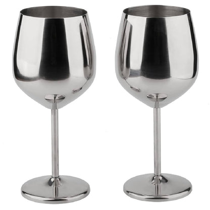 2 Copas Vino Tinto Champagne Champaña Acero Inox Elegantes 550ml Para Bar
