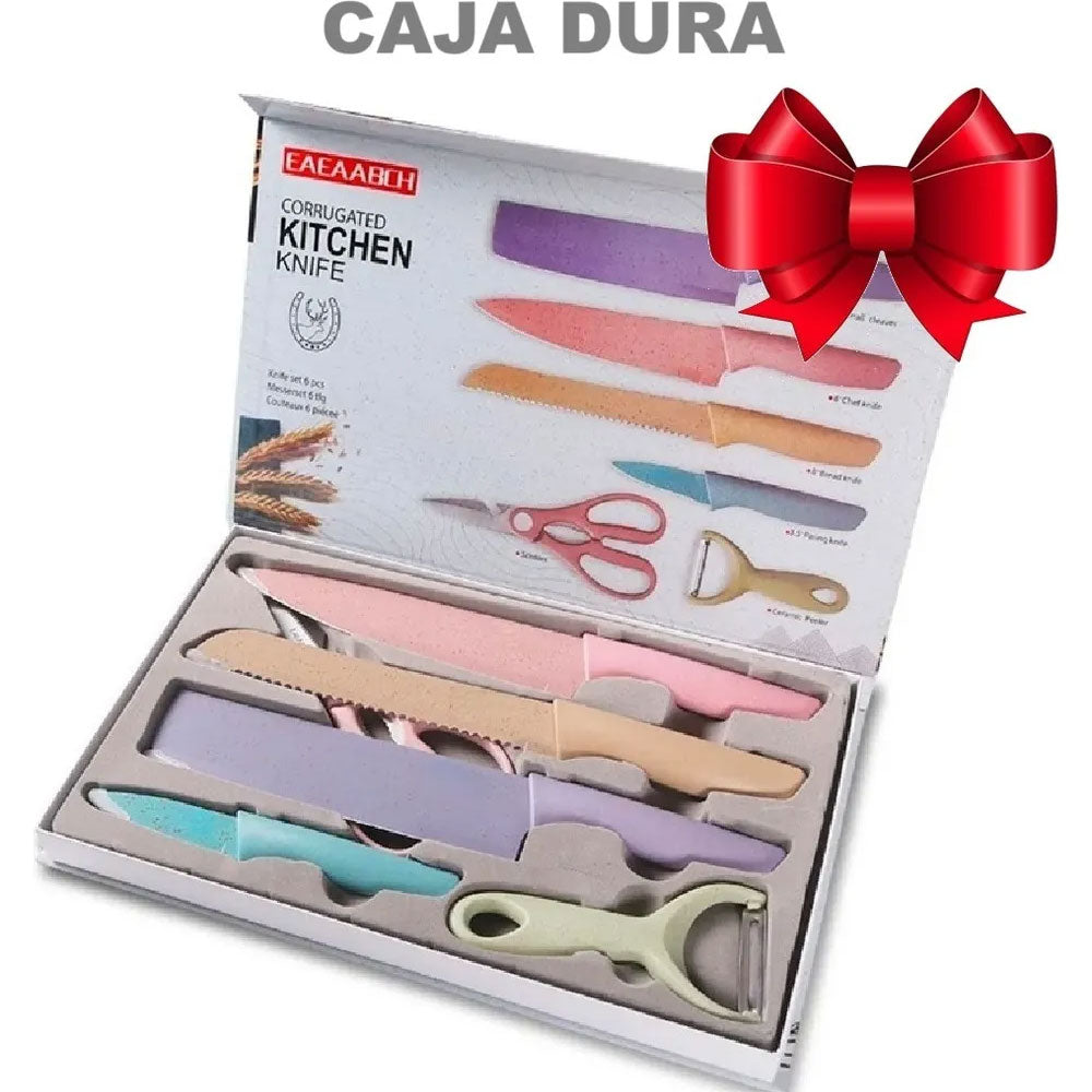 Juego De Cuchillos Profesionales Acero Inoxidable Multicolor En caja dura Para Regalo