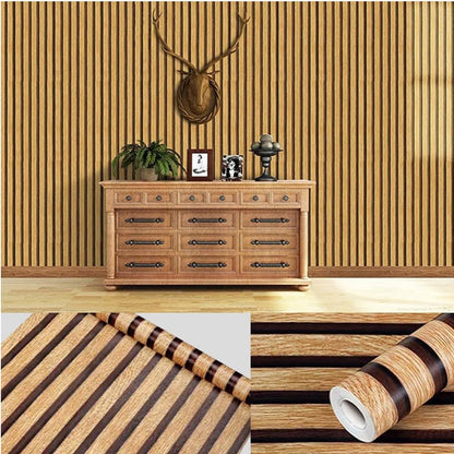 Papel Tapiz Madera Café y Beige Autoadhesivo Impermeable, Lavable, 45 cm x 10 m HY04