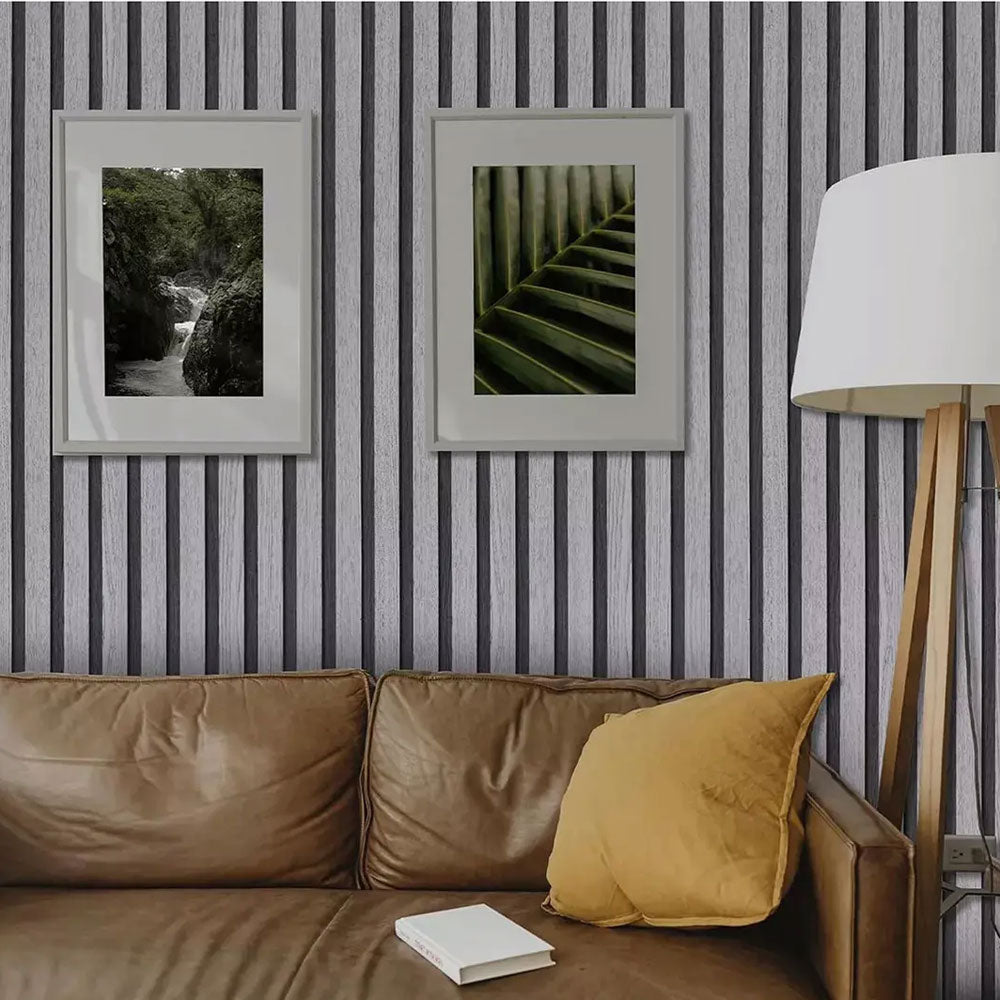 Papel Tapiz Negro y Gris Tipo Madera Autoadhesivo Impermeable y Lavable 45 cm x 10 m HY60