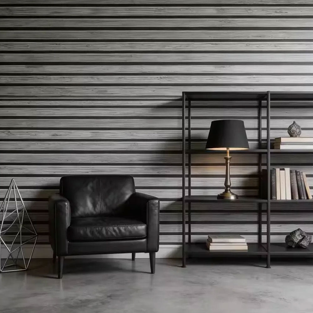 Papel Tapiz Negro y Gris Tipo Madera Autoadhesivo Impermeable y Lavable 45 cm x 10 m HY60