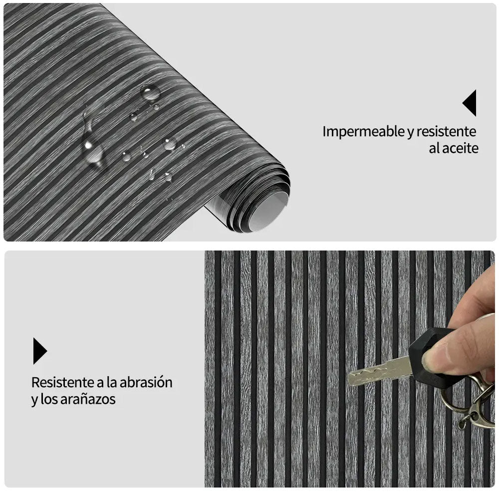 Papel Tapiz Negro y Gris Tipo Madera Autoadhesivo Impermeable y Lavable 45 cm x 10 m HY60