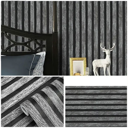 Papel Tapiz Negro y Gris Tipo Madera Autoadhesivo Impermeable y Lavable 45 cm x 10 m HY60