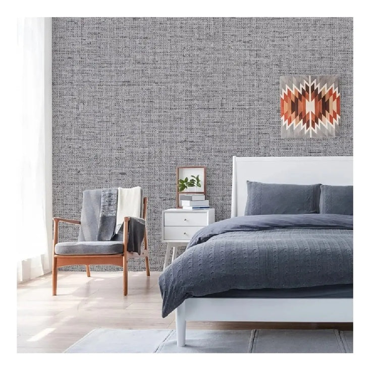 Papel Tapiz Gris Tela 3d Autoadherente Para Pared Moderna  HY14-1