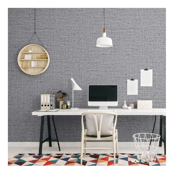 Papel Tapiz Gris Tela 3d Autoadherente Para Pared Moderna  HY14-1