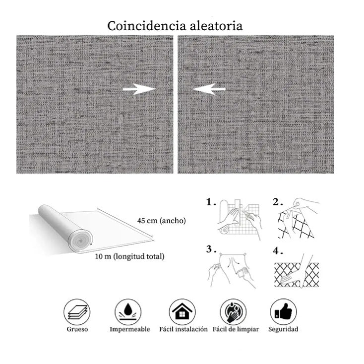 Papel Tapiz Gris Tela 3d Autoadherente Para Pared Moderna  HY14-1