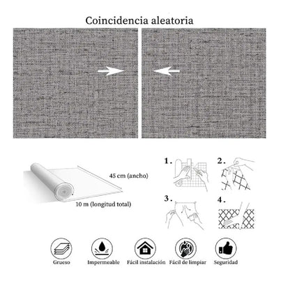 Papel Tapiz Gris Tela 3d Autoadherente Para Pared Moderna  HY14-1