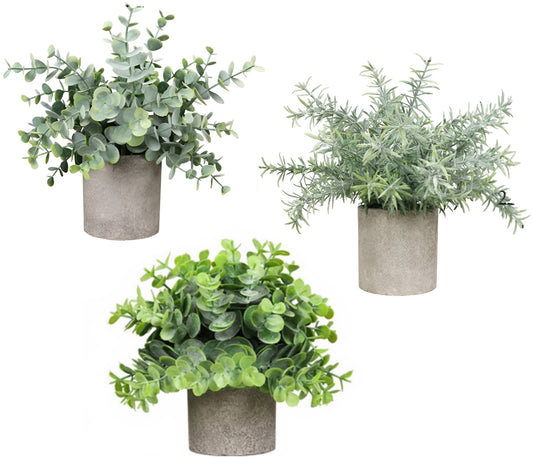 Set de 3 Macetas Decorativas de Plantas Artificiales Diseño Moderno para Interior y Exterior