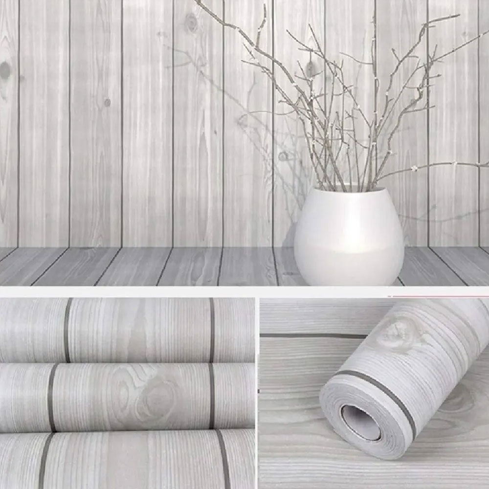 Papel Tapiz  Madera Gris Autoadherible Pared 45cm X 10m HY19