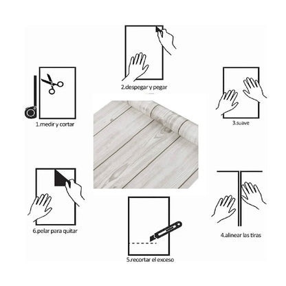 Papel Tapiz  Madera Gris Autoadherible Pared 45cm X 10m HY19