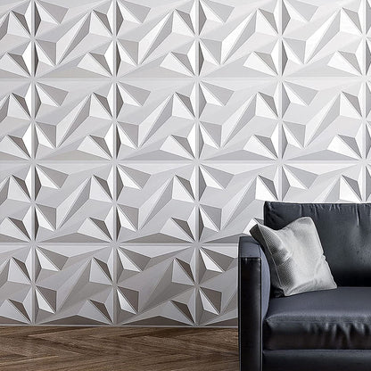 20Pzs Paneles Decorativos 3d para Pared Diagonal 50x50cm 5m2 Cubiertos, Panel De Pared 3d Impermeable, con Cinta de Doble Cara (Blanco Mate)