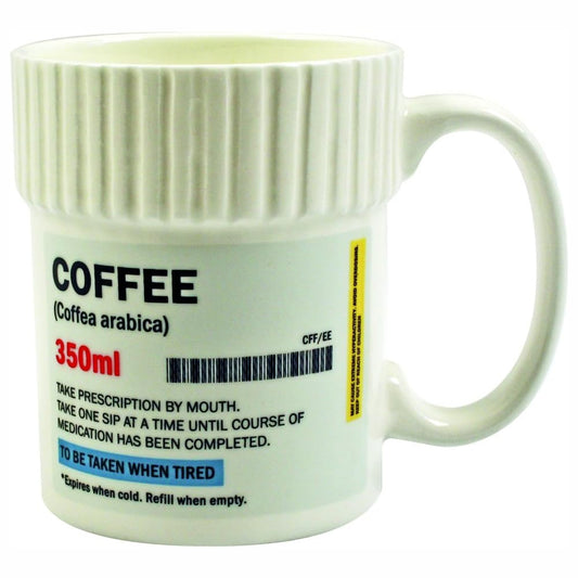 Taza de cerámica en forma de Pastillero Para Café Chocolate Etiqueta con Receta de Farmacia