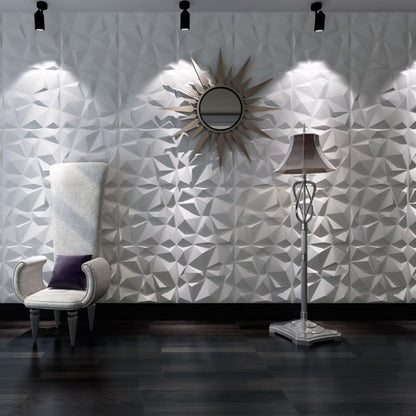 20Pzs Paneles Decorativos 3d para Pared 50x50cm 5m2 Cubiertos, Panel De Pared 3d Diamante Impermeable, con Cinta de Doble Cara (Blanco Mate)