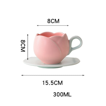 Taza de Cerámica Para Cafe En Forma de Tulipan Tulipans 300ml