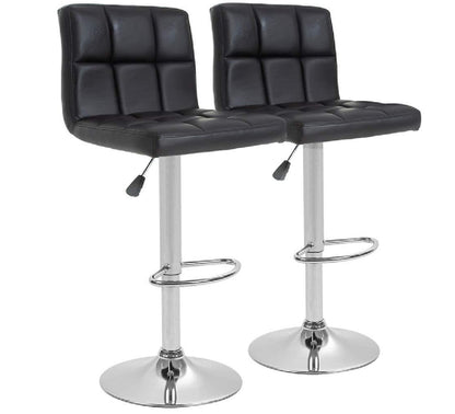Set de 2 Bancos Altos para Cocina y Barra, Giratorios 360°, Altura Ajustable, con Respaldo Acolchado y Base Antideslizante