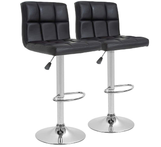 Set de 2 Bancos Altos para Cocina y Barra, Giratorios 360°, Altura Ajustable, con Respaldo Acolchado y Base Antideslizante