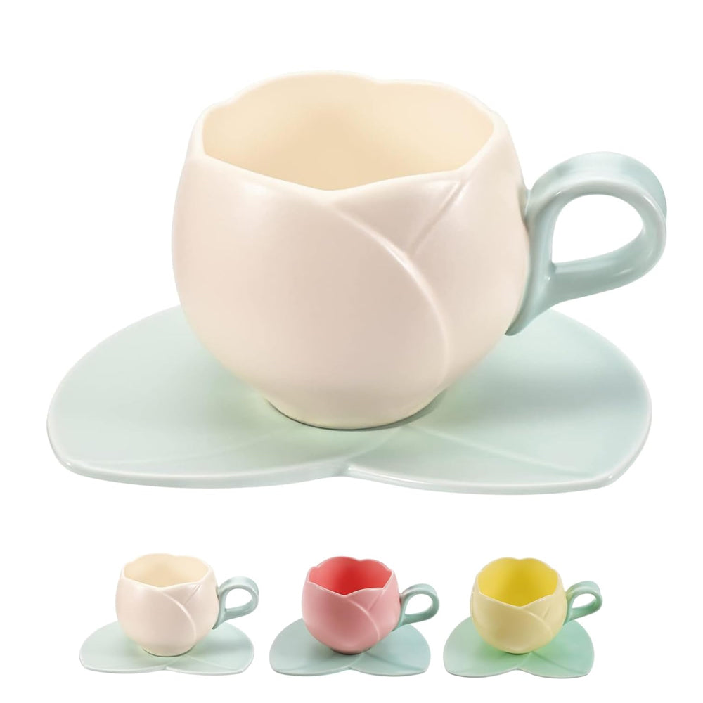 Taza de Cerámica Para Cafe En Forma de Tulipan Tulipans 300ml